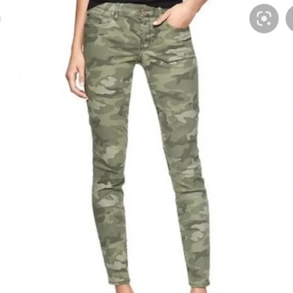 Gap 1969 Women's Always Skinny Green Camo Jean Pants Size 27r Nwot